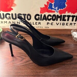 SCHUTZ Black Pointed Slingback Heels